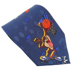 Vintage Y2K 90s Sporty Novelty Looney Tunes Neck Tie Basketball